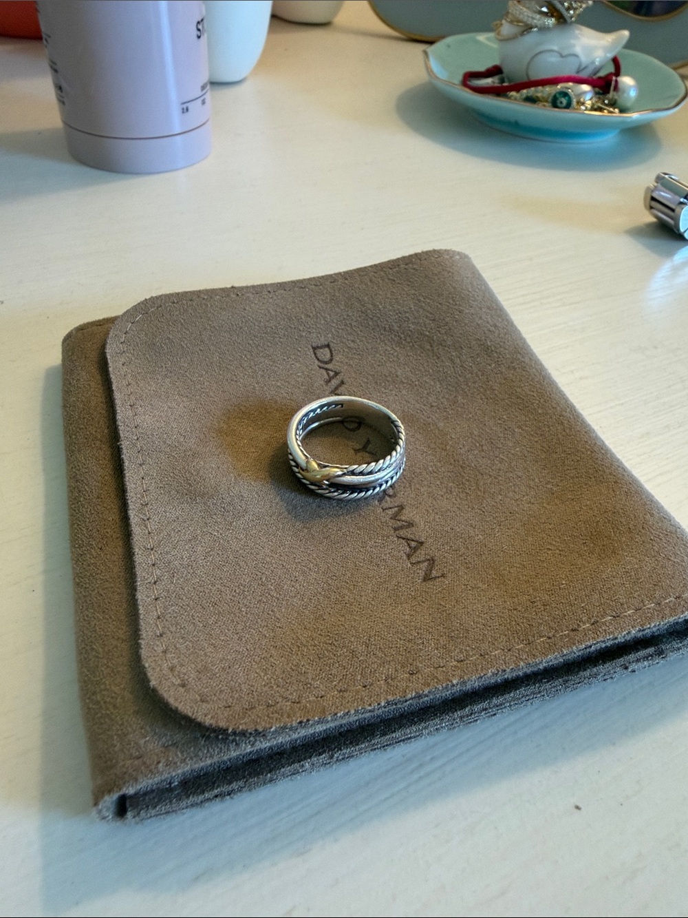 David Yurman Silver and Gold Cable Twist Men's Band